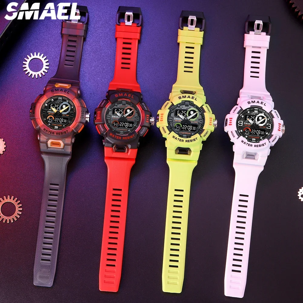 SMAEL 8063  Watch for Male and Female Students, Sports Dual Display Astro Student Watch Multi functional Waterproof Night Light