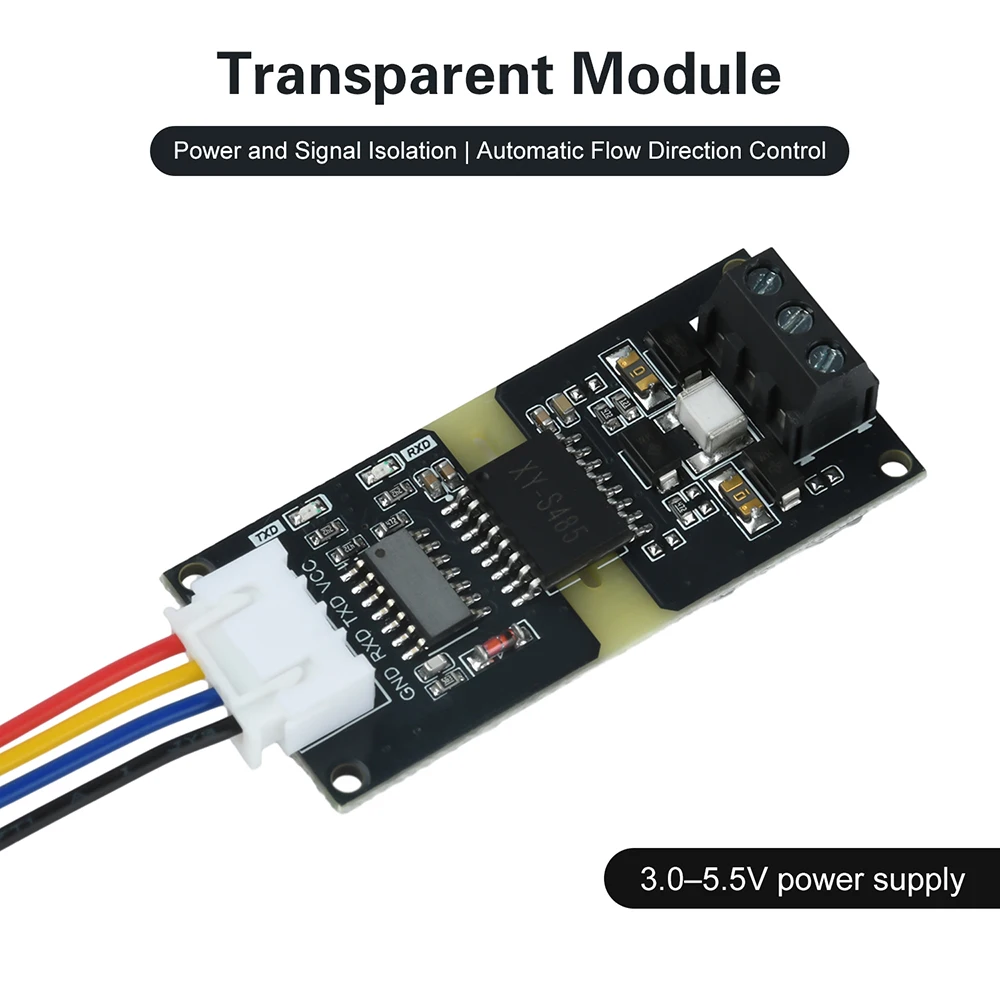 DC 3-5V Isolated TTL to RS485 Level Converter Automatic Flow Control for RS485 to TTL Signal Conversion with RXD  TXD indicator