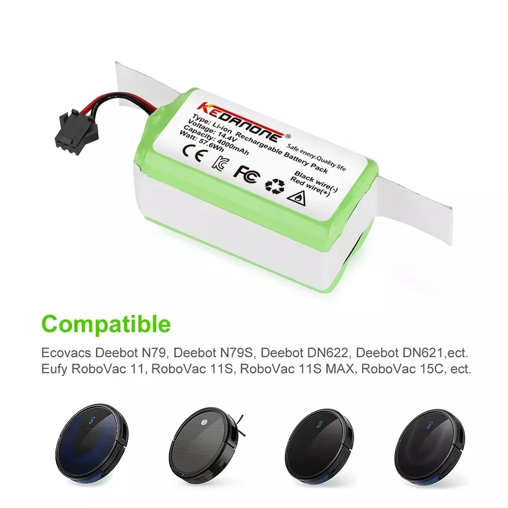 Genuine 14.4V 2600mAh Li-ion Battery for Conga Excellence 990 1090 1790 1990 Ecovacs Deebot N79 N79S DN622, Eufy Robovac 30 35C