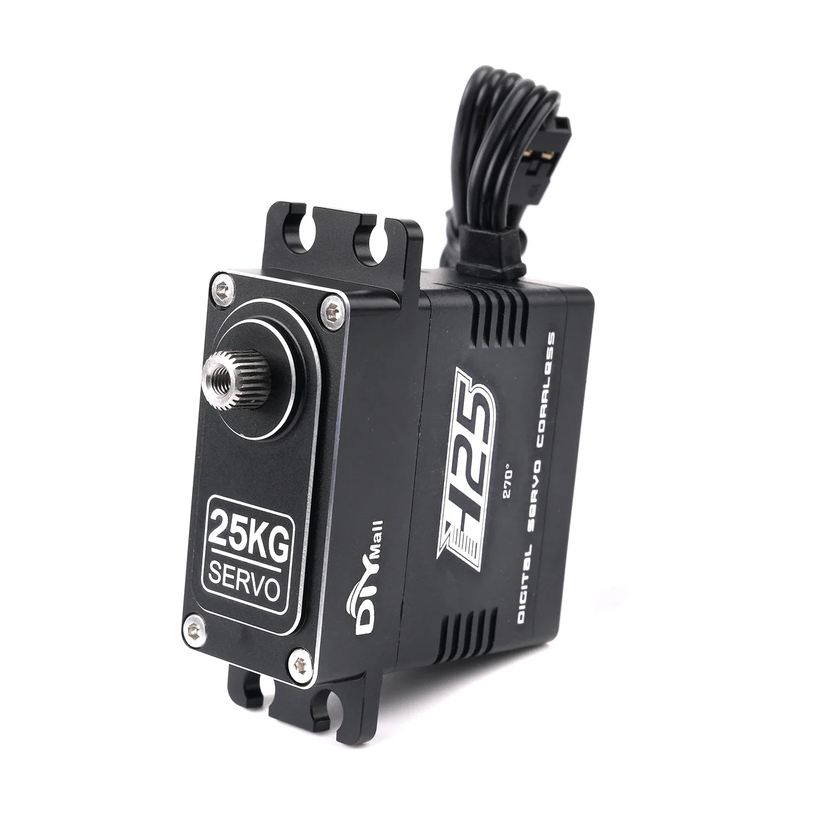 Servo digital totalmente metálico H25 25KG 180/270/360 °   Peças de potência dos servos RC do torque alto da engrenagem do metal do motor coreless para carros robóticos DIY