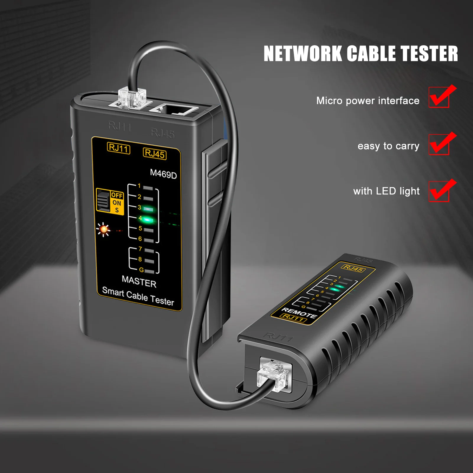 RJ11 RJ45 Network Cable Tester - LAN Network Tester Continuity Tester For RJ45 RJ11 Data Cable Twisted Pair Connections