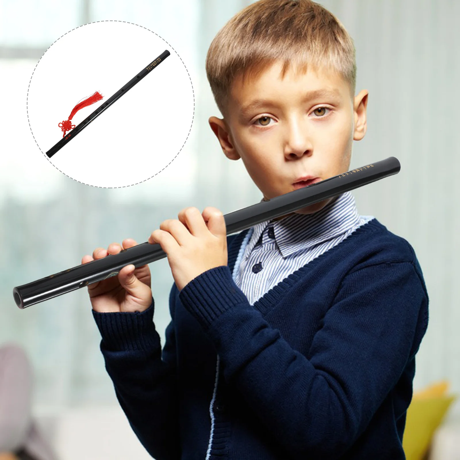 

Beginner Bamboo Flute Black Chinese Traditional Musical Instrument For Kids Students Professional Tuning Lightweight