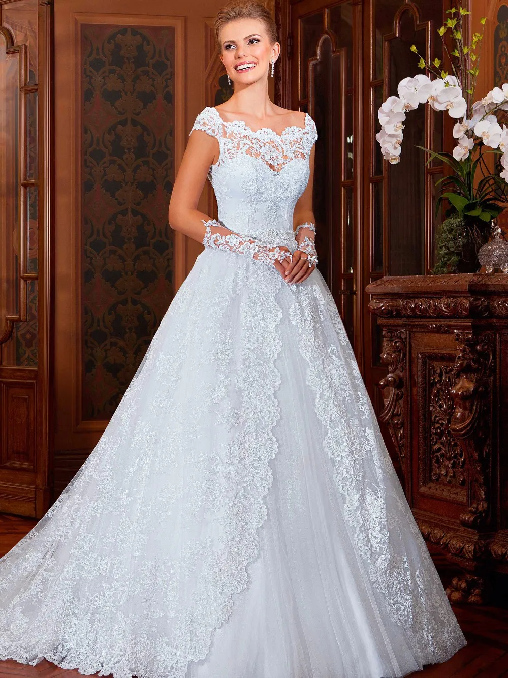 

Vestido De Noiva с аппликацией, потрясающая юбка, свадебные платья по индивидуальному заказу, сексуальное кружевное платье с открытой спиной, Vestidos De Novia