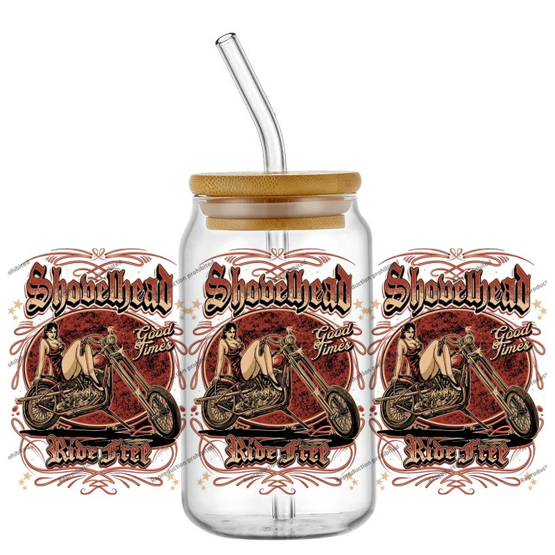 Nouveau 38 Design célèbre moto rétro affiche 16oz UV DTF 3D autocollant décalcomanies enveloppes verre peut tasses artisanat créatif bricolage cadeau d'anniversaire