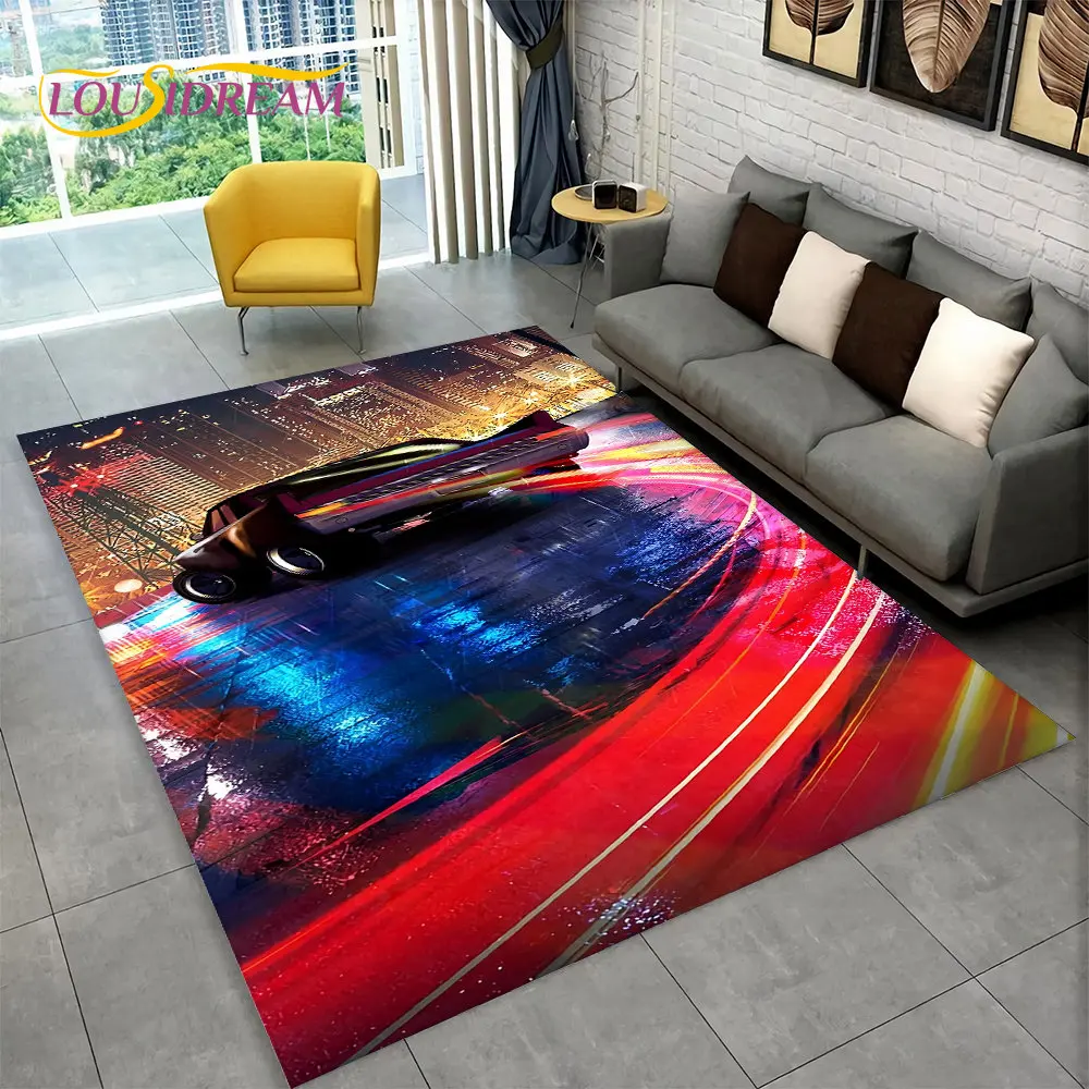 ثلاثية الأبعاد سباق السيارات منطقة البساط كبيرة ، السجاد البساط للمنزل غرفة المعيشة غرفة نوم أريكة ممسحة ديكور ، طفل بالي المطبخ عدم الانزلاق الطابق وسادة حصيرة
