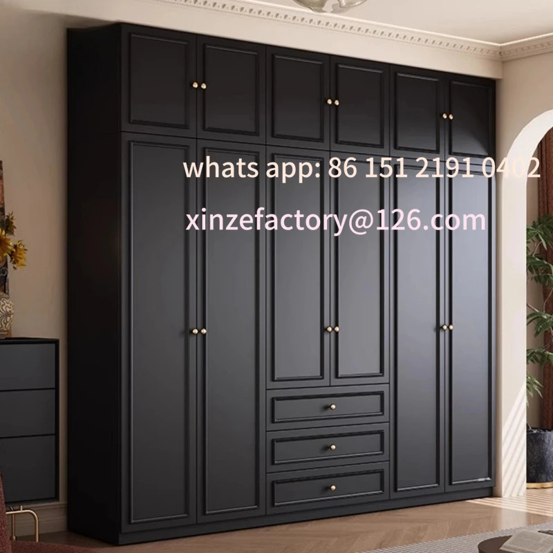 Personalizado antigo francês preto guarda-roupa casa quarto pequeno apartamento escuro americano clássico retro acabado guarda-roupa