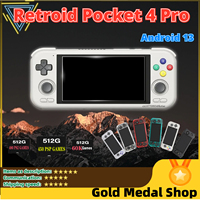 Retroid Pocket 4 Pro Handheld Game Console 4.7“ Touch Screen Android 13 RAM 8+128G WiFi Bluetooth 5.2 5000mAh 3D Hall Stick 512G