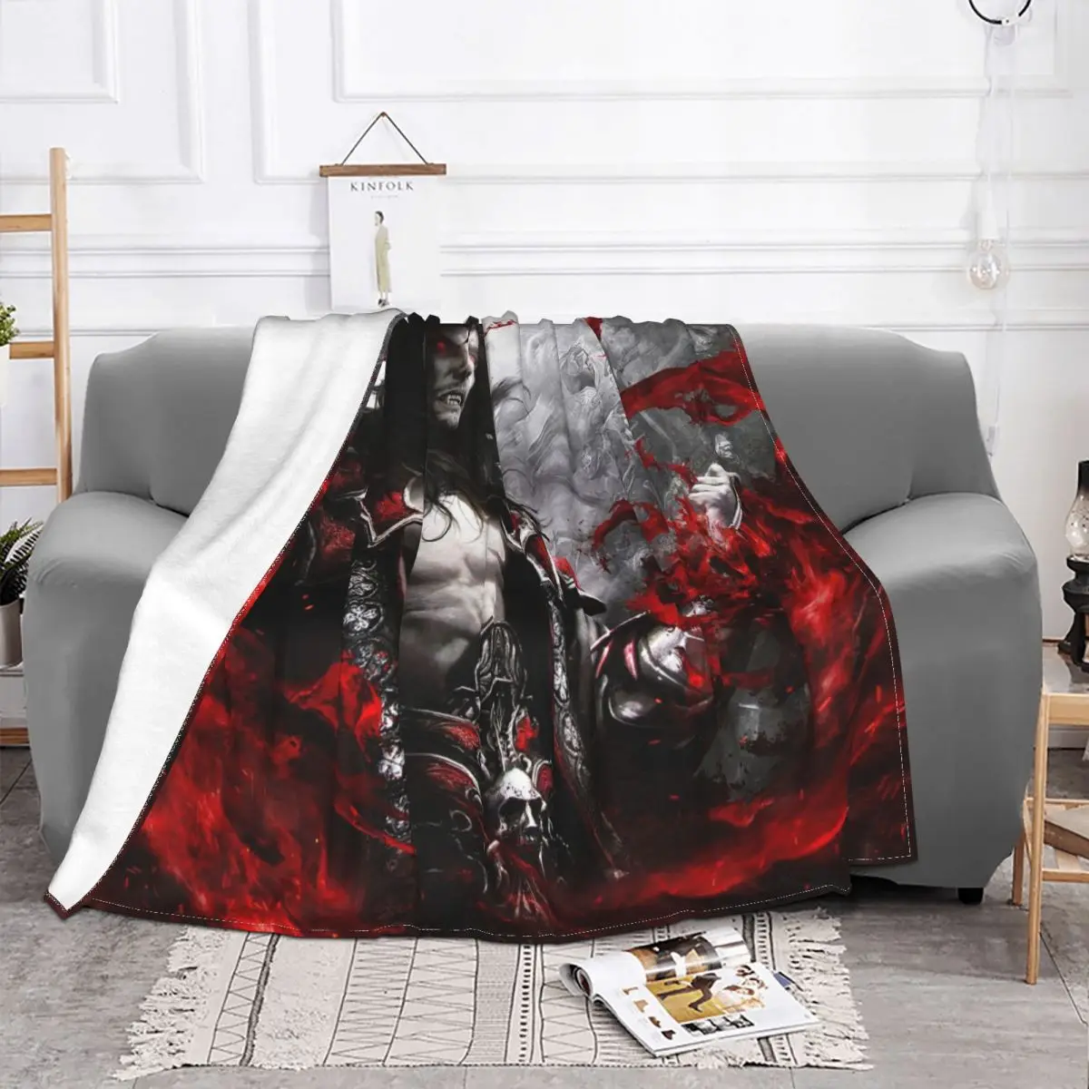 Gabriel Belmont Dracula Knitted Blankets Flannel Castlevania Anime Ultra-Soft Throw Blankets for Bedding Couch Bedspread