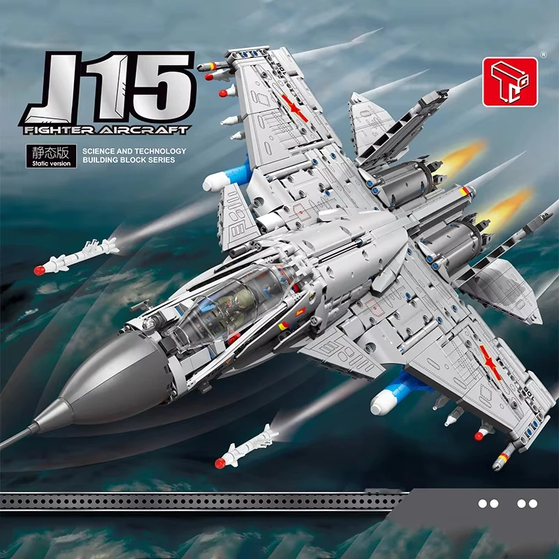 TGL T4026 Technical Fighter J-15 Plane Building Blocks Set MOC Military Educational DIY Bricks Children Boys Toys Christmas Gift