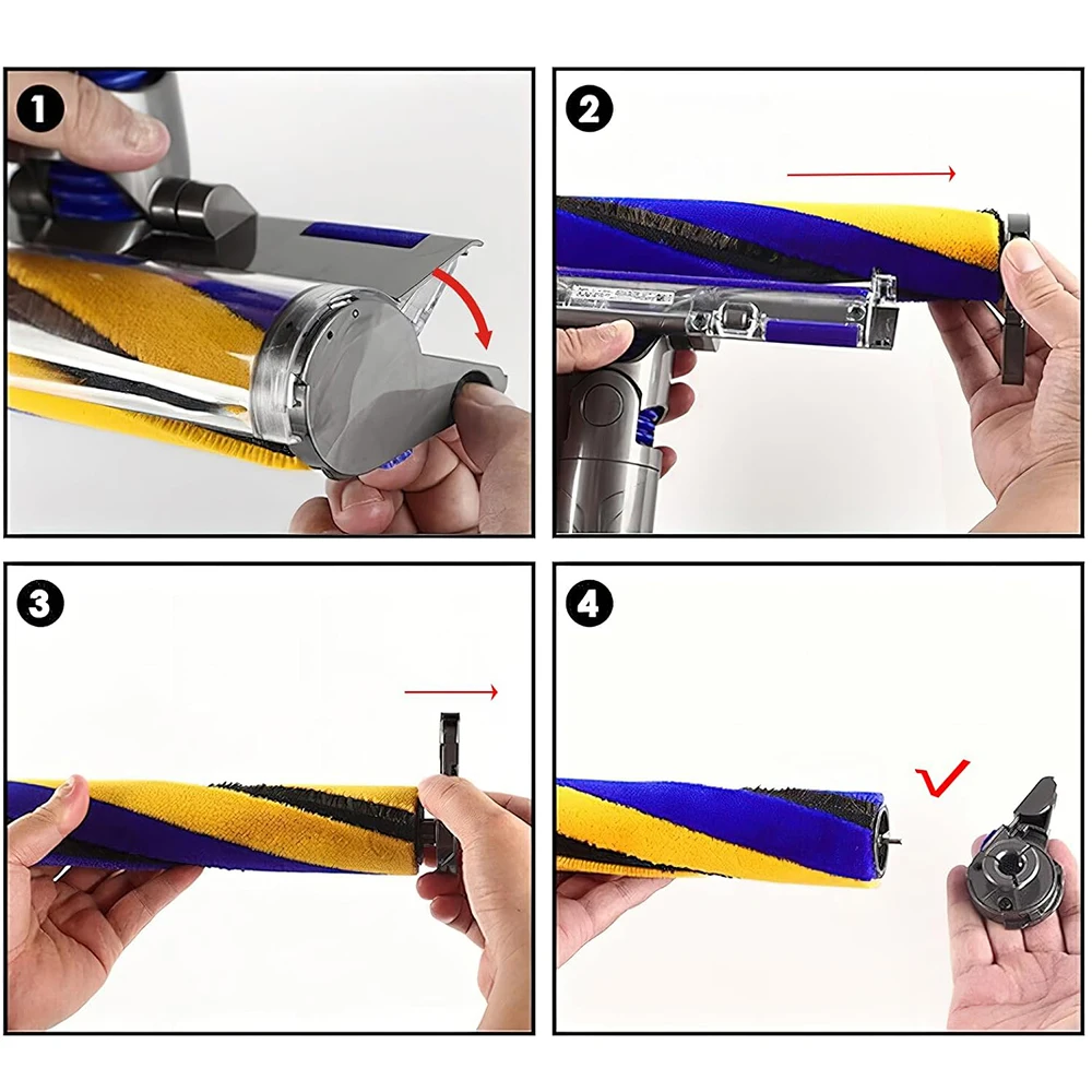 Фотощетка для Dyson V12, обнаружение тонкого V15, обнаружение тонкого V8, тонкий V10, тонкий пылесос, сменная вращающаяся щетка, детали