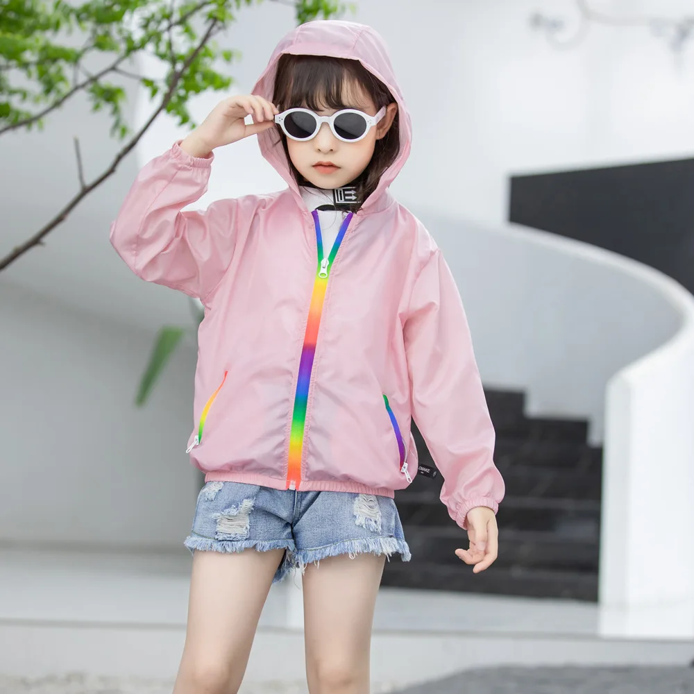 

2024 Newly designed summer children's sunscreen clothing boys and girls rainbow sun-protective clothing air-conditioned shirts