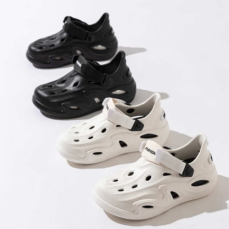 

New Men's Summer Driving Outdoor Fishing Anti-slip Wear-resistant Beach Head Cover Sandals Comfortable Hole Hole Shoes EVA Mater