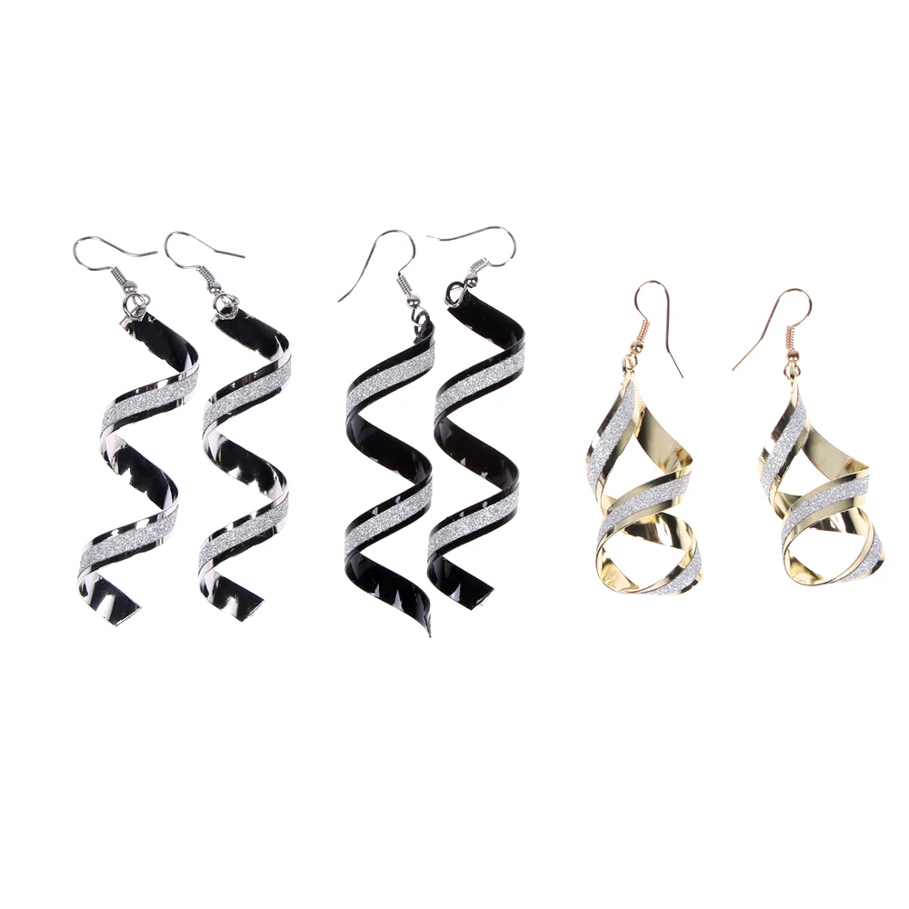 1 Pair New Twist Spiral Lady Girl Dangle Hook Earrings Retro Surround Frosted Jewelry Women Hook