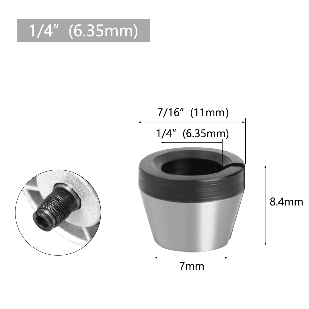 LAVIE 1PC 3 Pcs Set Collet 6mm 6.35mm 8mm Collets Chuck Engraving Trimming Machine Electric Router Milling Cutter Accessories