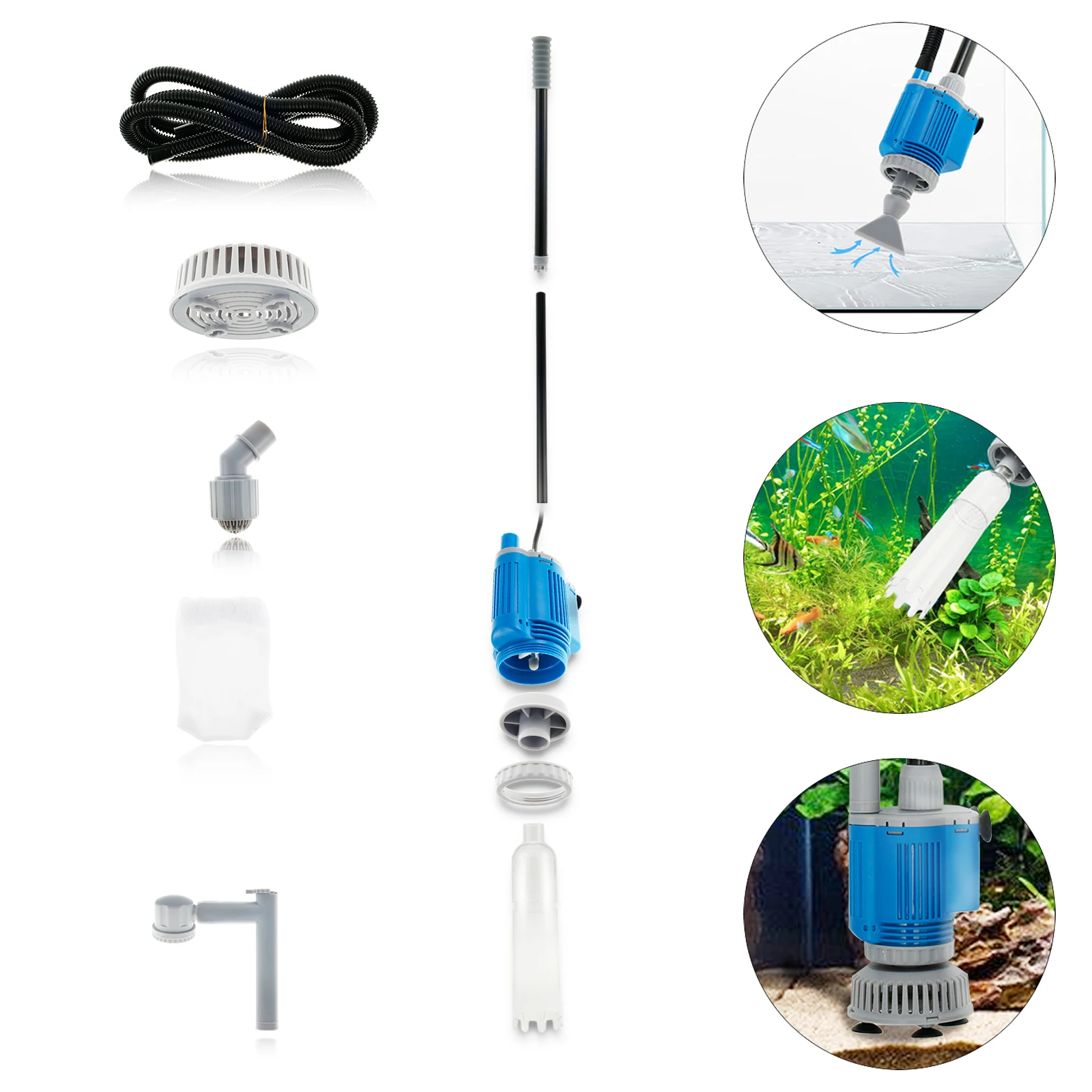 Aquarium Gravel Cleaner 28W Electric Aquarium Vacuum Gravel Cleaner with Strong Suction Multifunctional Fish Tank Vacuum Cleaner