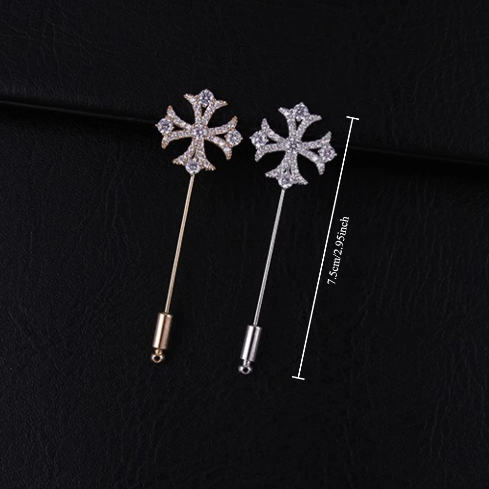 Cross Shaped Star Shaped One Character Brooch Business Banquet Suit Shirt Collar Decoration Cross Star Coat Pin Accessory