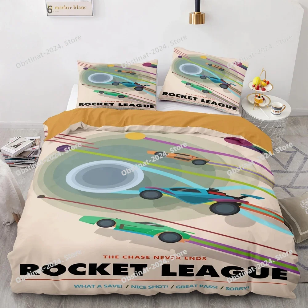 Juego de cama Rocket League, colcha individual, doble, tamaño Queen y King, juego de cama Rocket League, funda nórdica para dormitorio infantil