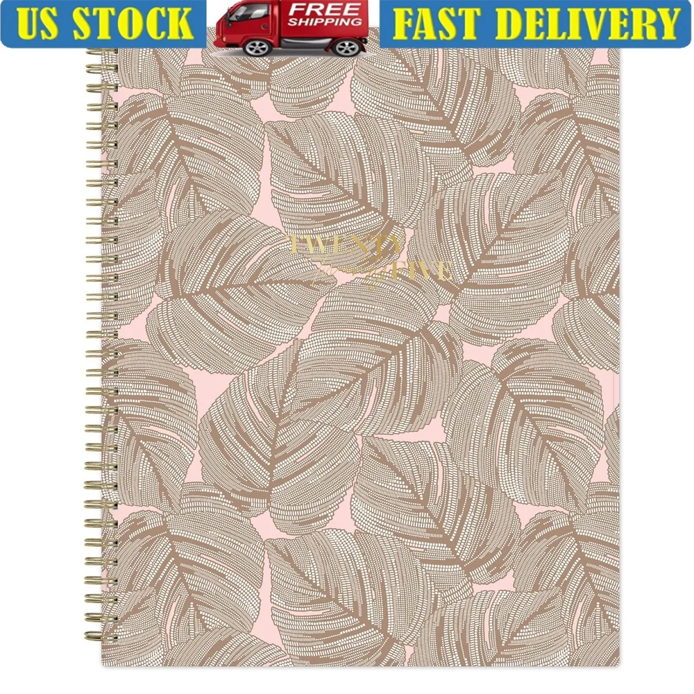 2025 planejador mensal semanal 8.5x11 capa flexível abas vistas bolso de armazenamento fácil organização lembretes notas páginas