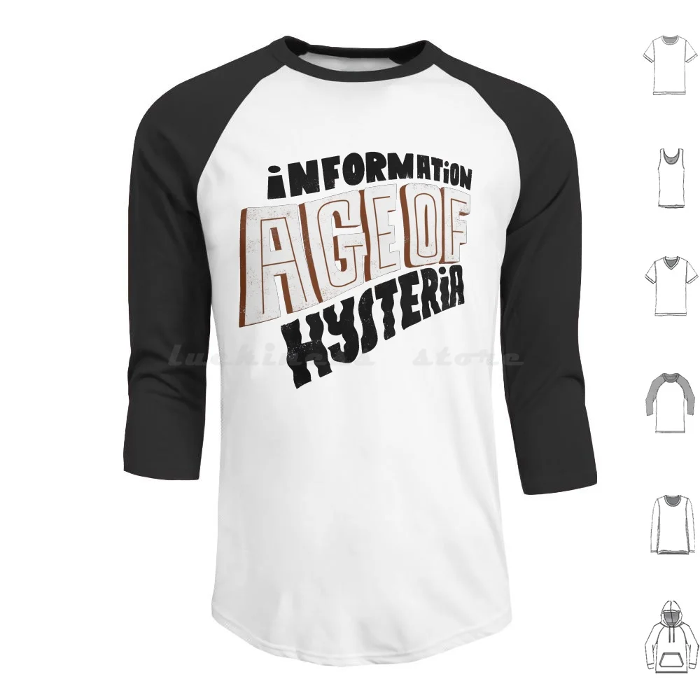 Sudaderas con capucha de la Edad de Información Manga Larga Ansiedad Histeria Información Edad Sociedad Millennial 00s Política del siglo XXI