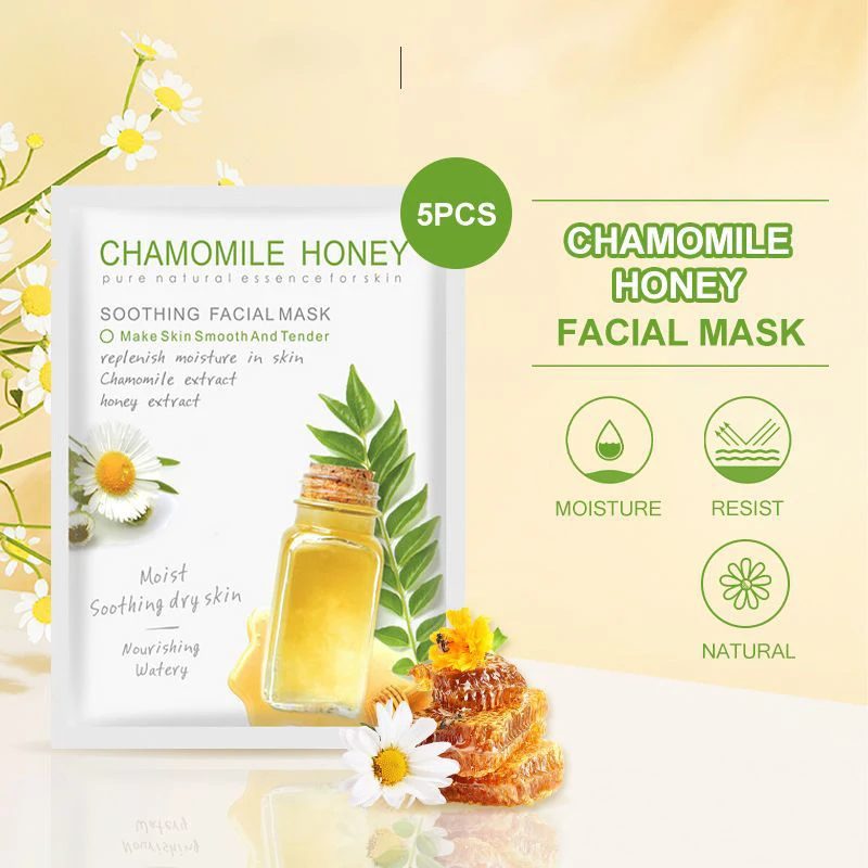 

5 pieces/box Chamomile honey mask hydrating moisturizing nourishing mask soft and smooth skin care mask