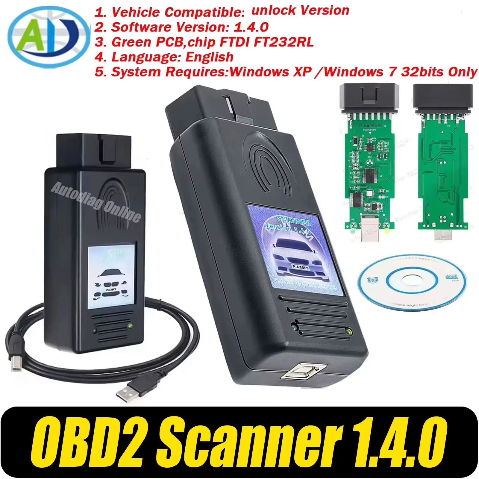 

OBD2 Scanner Tool For E38 E39 E46 E53 E83 E85 Serie3 5 7 X5 X7 V1.4.0 Unlocked Code Reader OBD2 Diagnostic Scanner Car Scan Tool