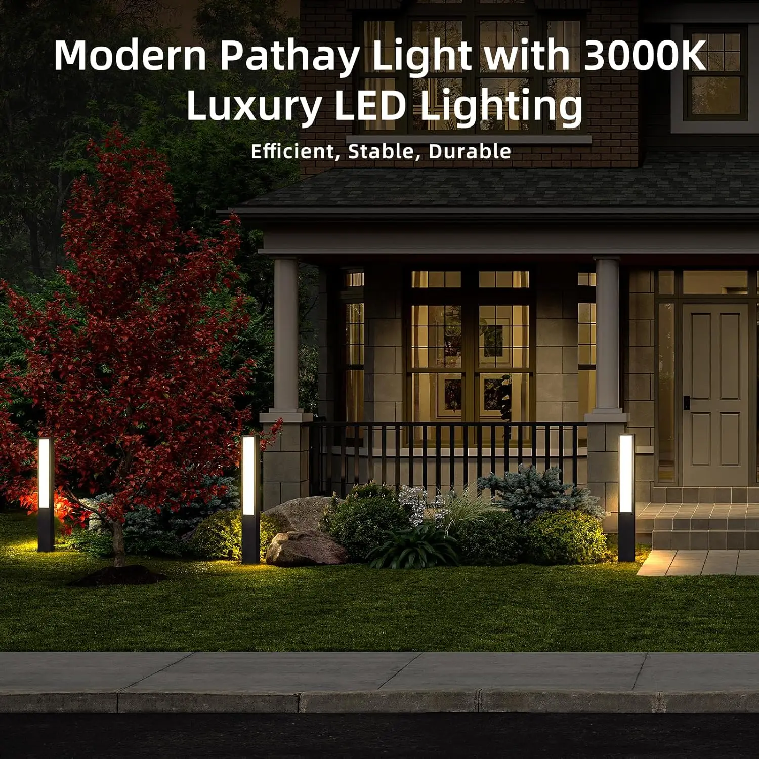 Modern Landscape Path Light,40 Inch Aluminum Pathway Bollard Lights Outdoor High Voltage Wired Garden Floor Lamp Ip65