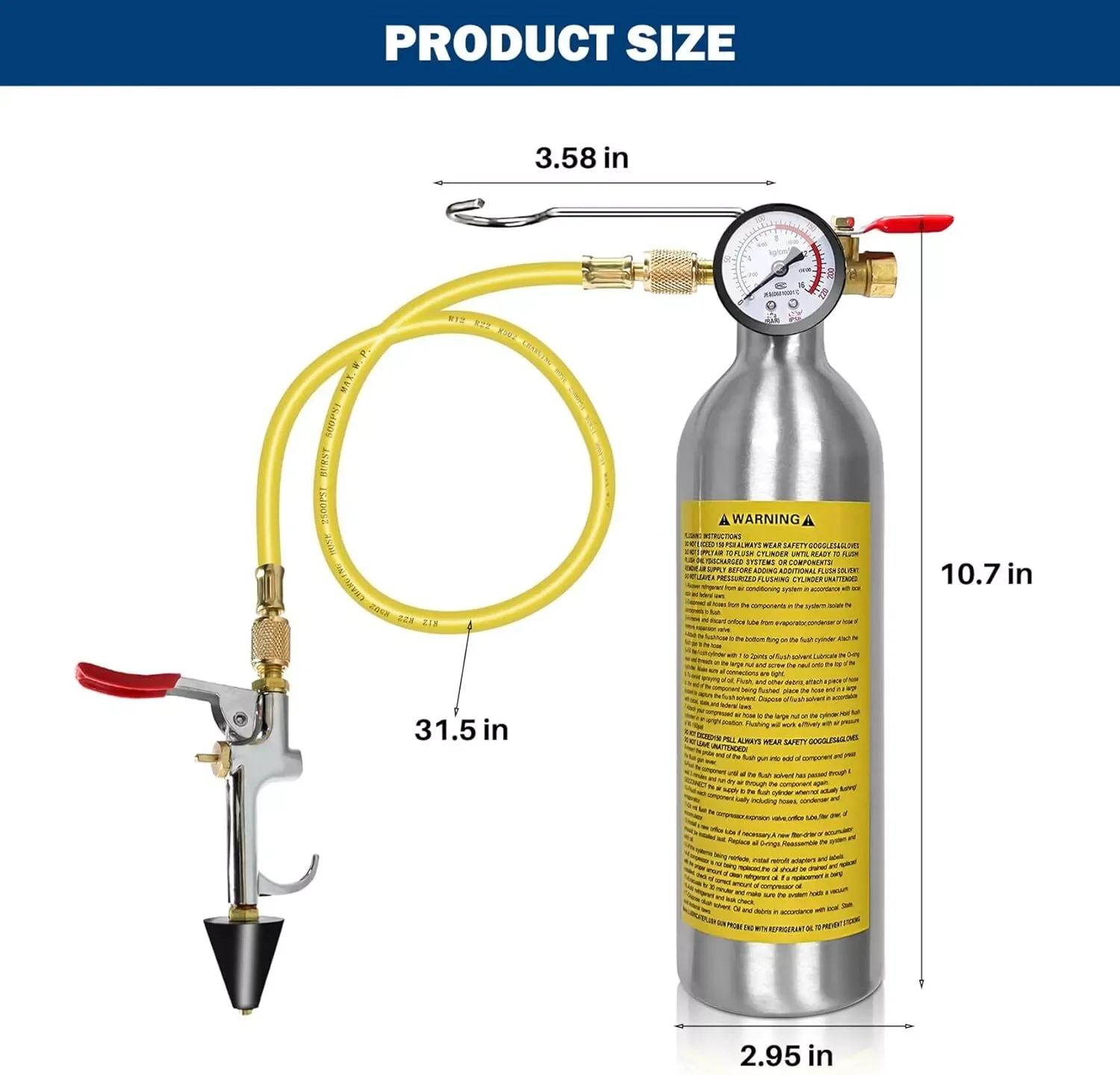 Aspligo 1Set Air Conditioner Flush Kit System For Monitoring Pressure Gauge AC Cleaning Three connectors& 1M hose approximately