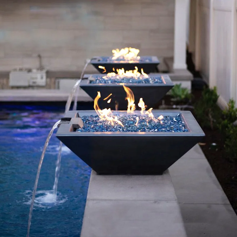 Fire and Water  Bowl  for  Luxury Swimming Pool Fire Pit Waterfall Pool Fire Bowl with Remote Control