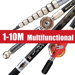 High Carbon Variable 3.6-10M Multi Positioning Hollow Fishing Rod and Reel Combo Set Ultralight Superhard Stream Hand Pole Set