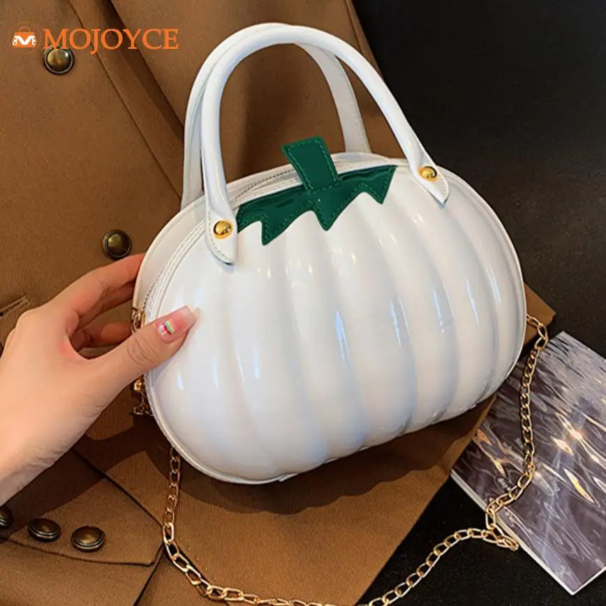 2023 Pumpkin Shaped Sling Satchel Halloween Chain Candy Purses Fashion Women Waterproof Top Handle Bags PU Leather Crossbody Bag