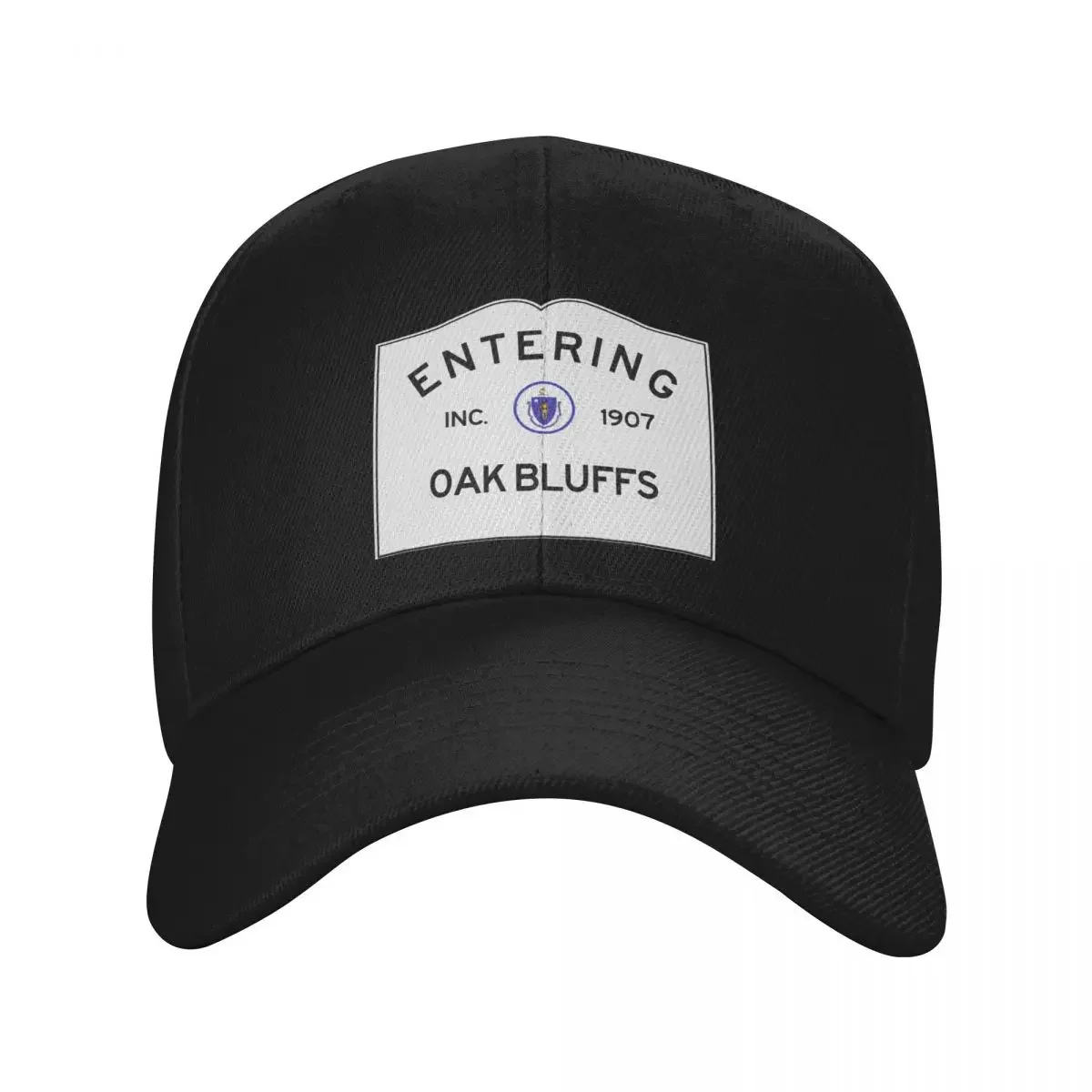 Entering Oak Bluffs Massachusetts - Commonwealth of Massachusetts Road Sign Baseball Cap New In Hat Big Size Hat For Women Men's