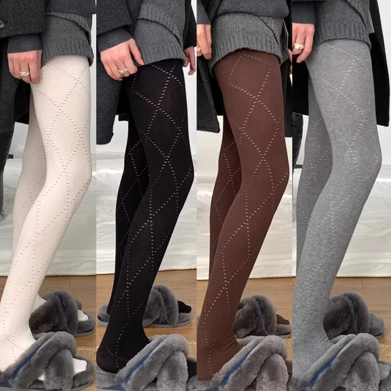 

Корейские ретро разноцветные жаккардовые колготки с ромбовидным узором, осенне-зимние тонкие колготки, женские сексуальные чулки, высокоэластичные леггинсы