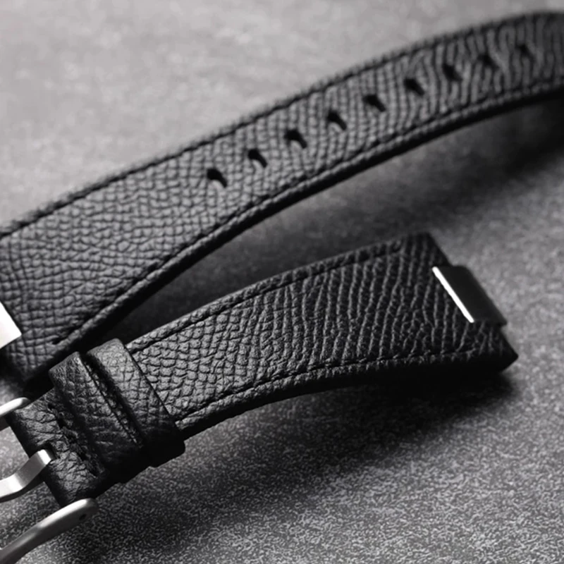 حزام ساعة من جلد البقر منقوش على الموضة ليتشي لسلسلة تيسو 1853 PRX T137.410A T137.407A حزام ساعة من الجلد 12 مللي متر فم محدب