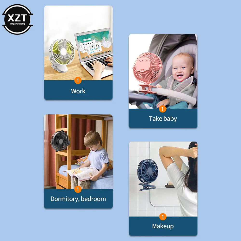 USB Kipas Angin Kecil ไร้สายมือถือคลิปพัดลม Ultra-Quiet คุณภาพสูง Cooling Ventilador พัดลมเล็กแบบพกพา