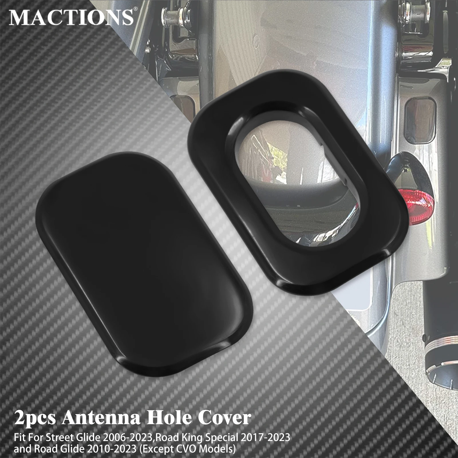 

Motorcycle 2PC Antenna Hole Cover Plug Filler Trim Ring Cover For Harley Touring Street Road Glide FLHX Road King Special FLHR