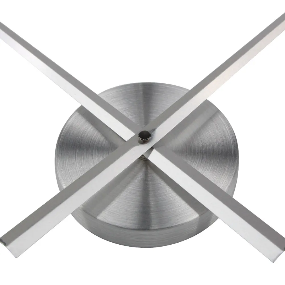DIY Wall Clock Metal Large Silver Design for Bedroom Living Room Study Office Long Pointer Decorative Big Wall Watch