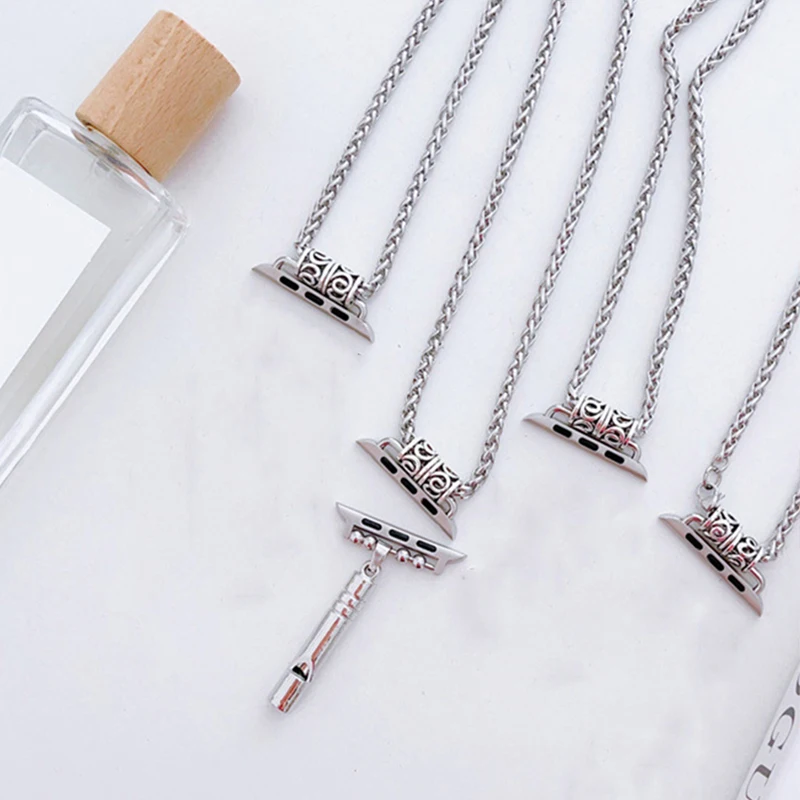 Necklace Adapter Pendant For Apple Watch Ultra Band 44mm 45 40 41 49 Fashion Metal Chain Necklace Strap For iWatch 6 7 5 8 9 se