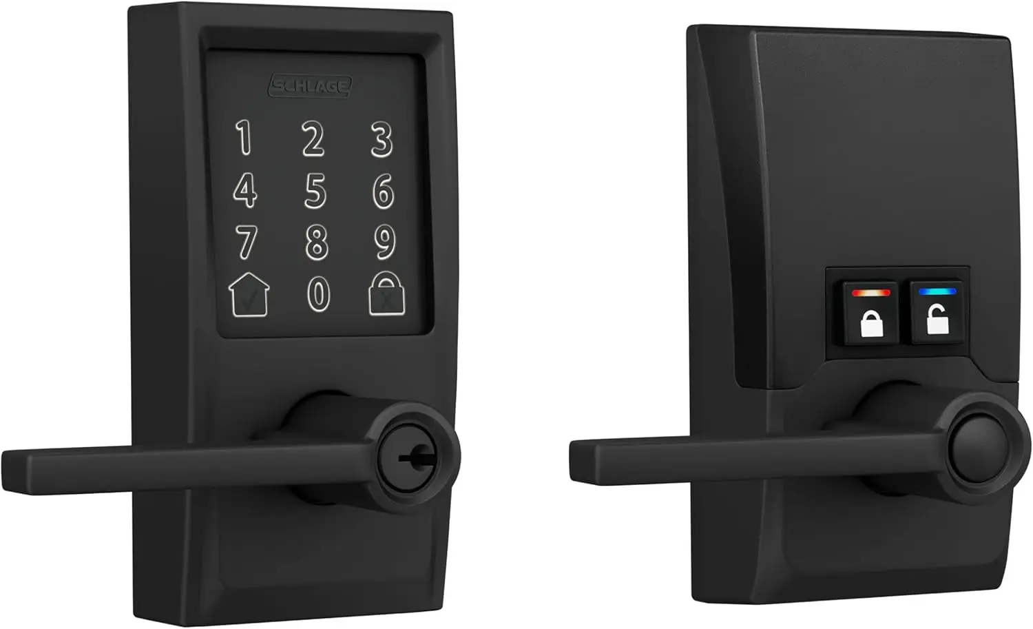 Encode Century WiFi Latitude Lever Smart Keyless Entry Touchscreen Door Lock, Matte Black