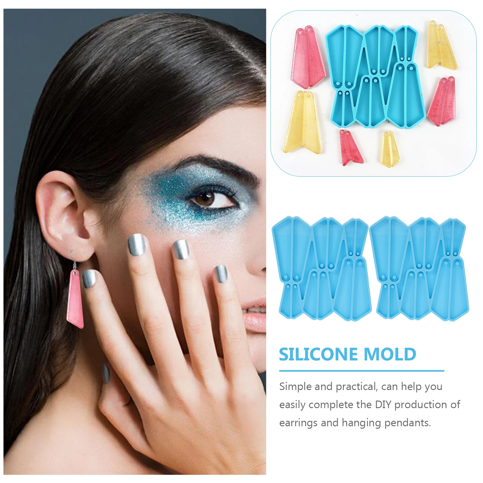 

2pcs Knife Shape Earring Pendant Mold Silicone Craft Epoxy Jewelry Making Lightweight Portable Storage Beads Glitter Dry Flower