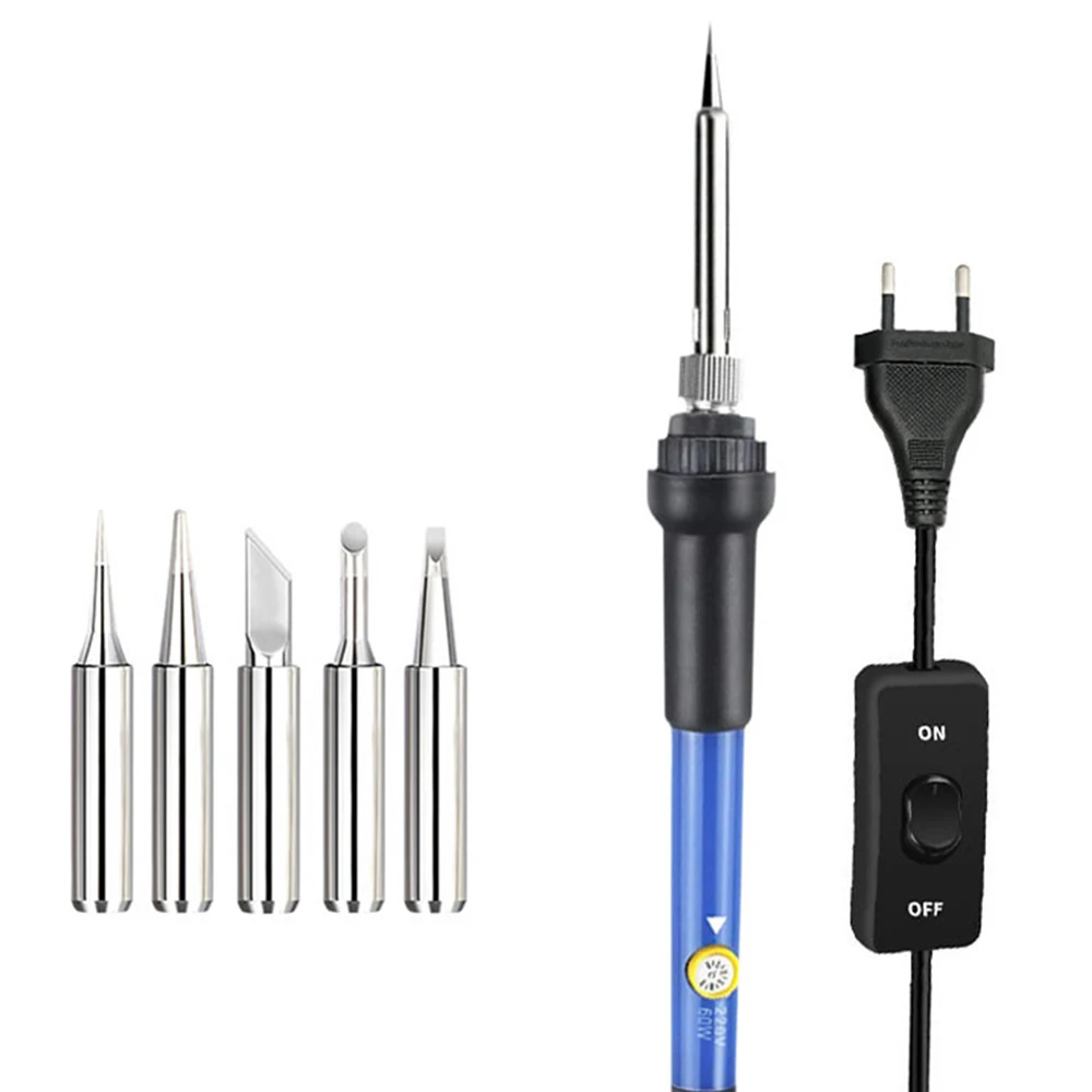 Adjustable Temperature Electric Soldering Iron with Control Switch 220V 110V 60W Welding Solder Rework Station Heat Pencil Tips