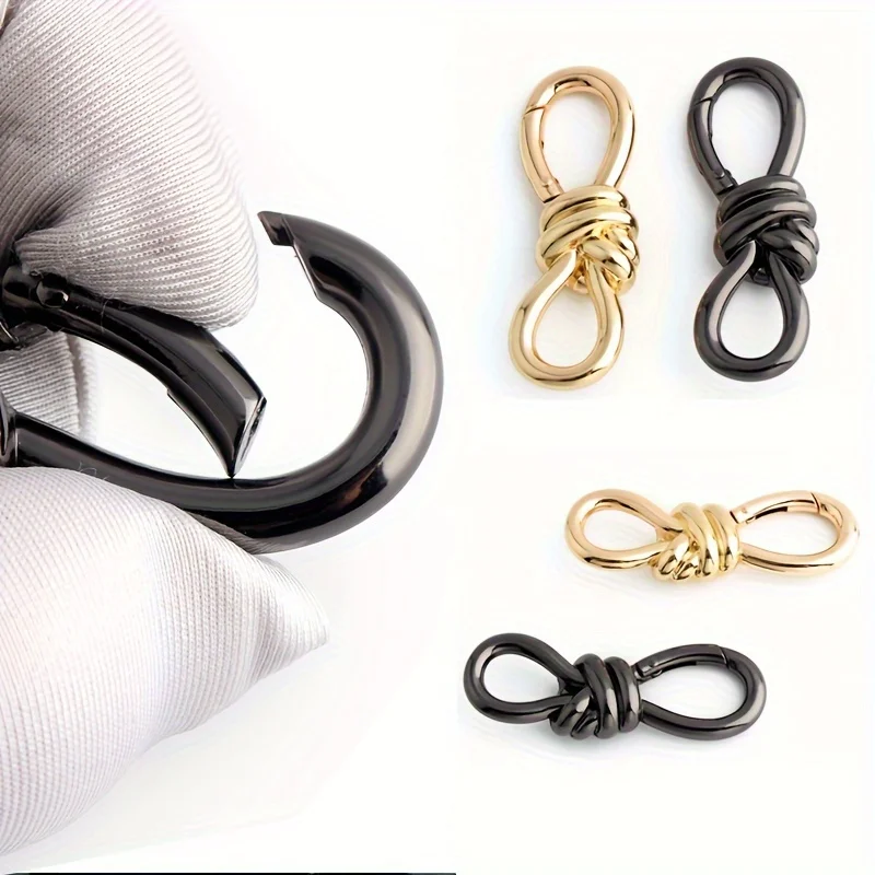 2PCS 74mm Women\'s Tote Bag Metal Twist Spring Ring Lobster Clasp Shoulder Bag Shoes Clothes Knot Decoration Keychain