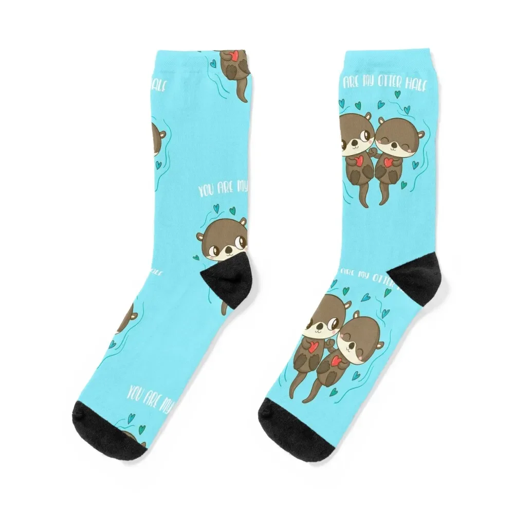 

You Are my Otter Half / Cute Love Pun / Cute Kawaii Otters Socks football funny sock FASHION Mens Socks Women's