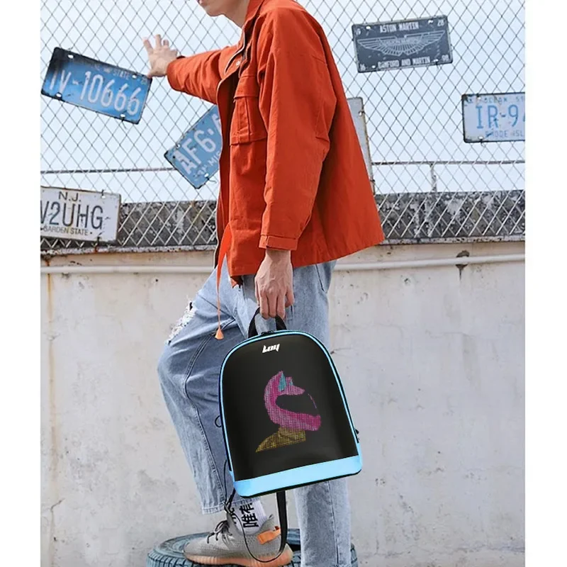 GMLOY leuchtender LED-Rucksack mit Display, intelligenter Schultasche, wasserdicht, lässig, DIY-Muster, Mädchen-Rucksack, 26 x 11 x 30 cm