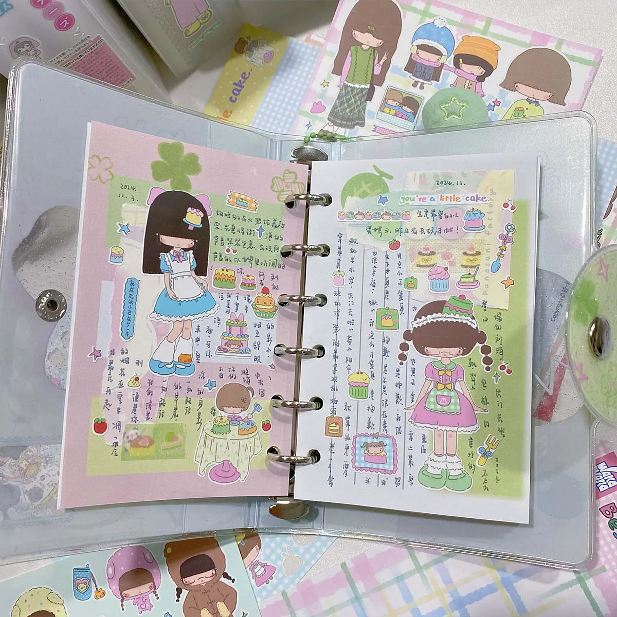 Kawaii naklejki papiernicze Doodle Scrapboooking kalkomanie dla majsterkowiczów rzemiosło artystyczne Album Journal Planner naklejki dekoracyjne