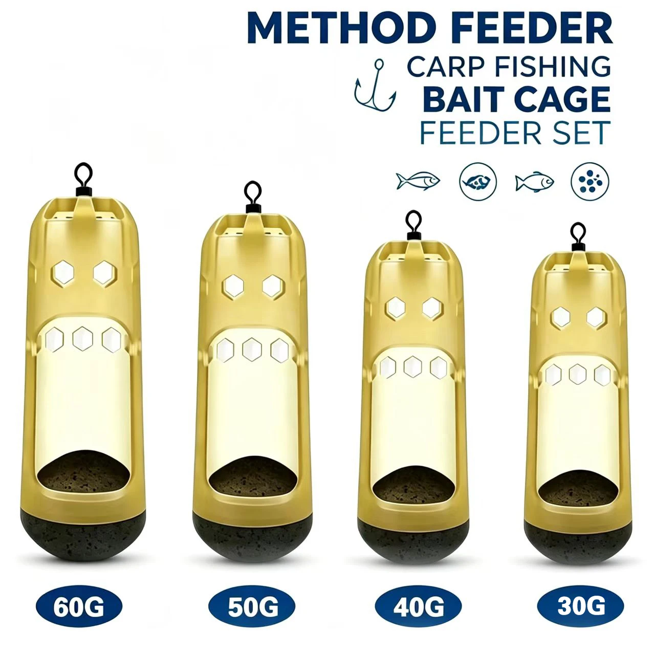 Weighted Window Feeder Bait Cage Suitable for Carp Fishing, Quick-Release Open Cage System with Weighted