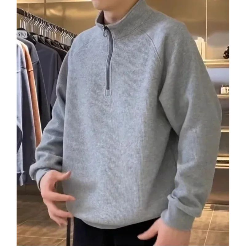 

Мужской осенне-зимний новый стильный кардиган, свитер в американском стиле ретро, повседневный ленивый стиль, трикотаж с v-образным вырезом, однотонная верхняя одежда