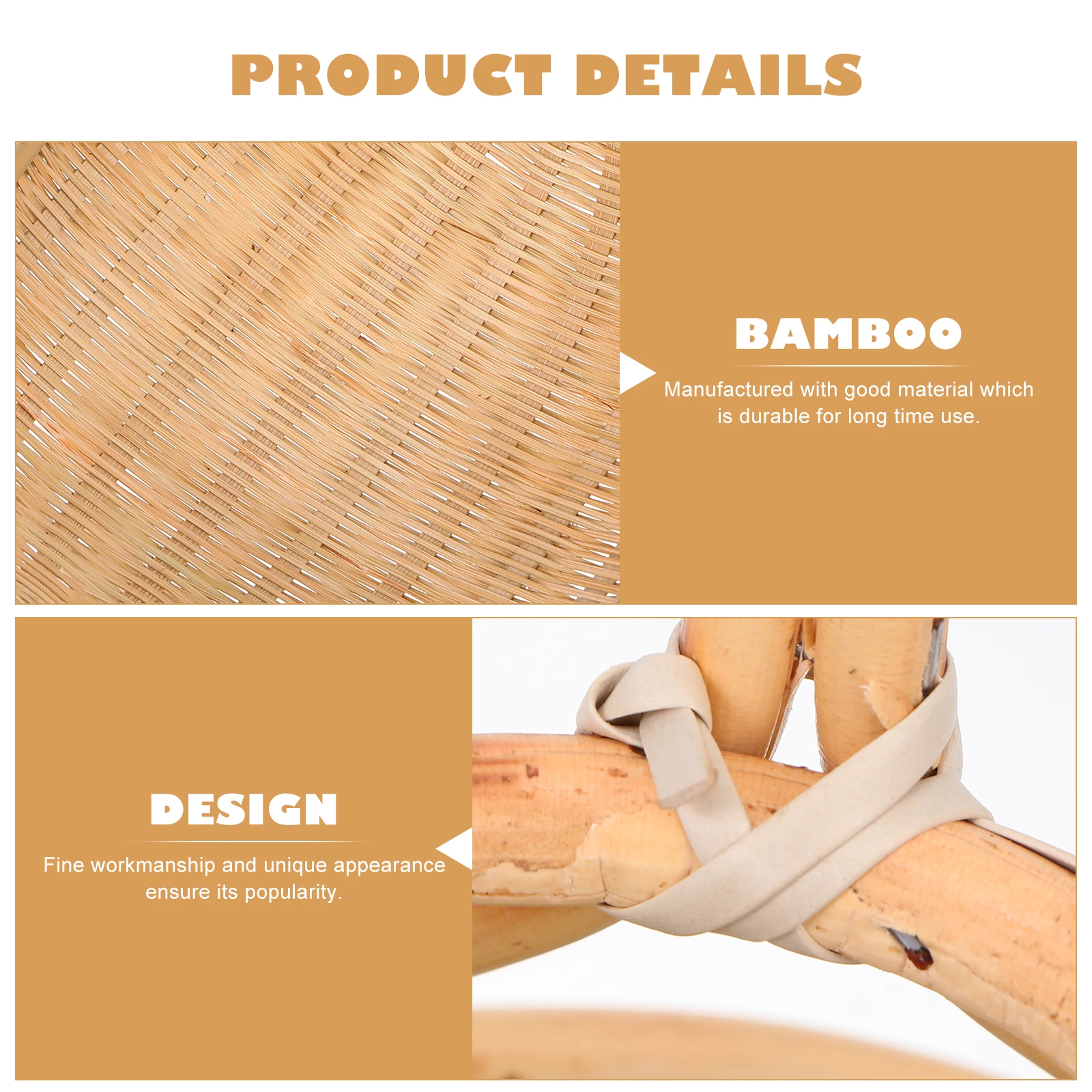 

Fruit Basket Kitchen Counter Woven Bamboo Storage Handmade Lightweight Fruit Bowl Garden
