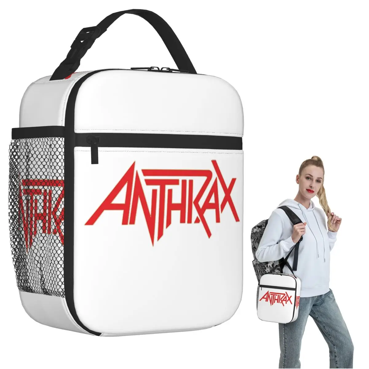 

Изолированная сумка для обеда с логотипом музыкальной группы Anthrax для женщин и детей, герметичные контейнеры для еды, термосумка для обеда