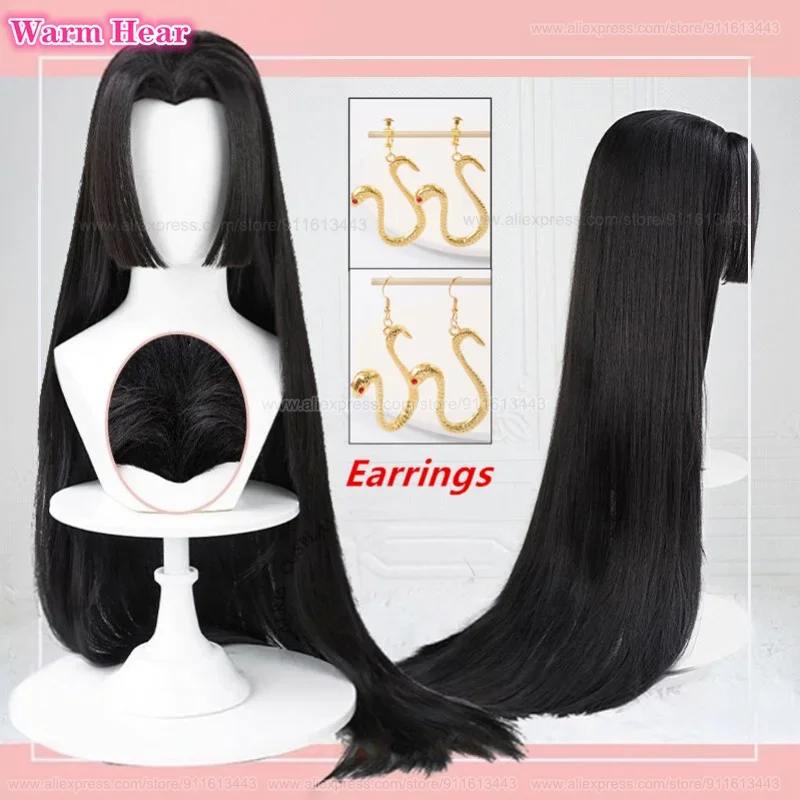 Anime Boa Hancock Synthetic Hair 100cm Long Black Center Part Cosplay Anime Wig Heat Resistance Hair Halloween Party Unisex Wigs