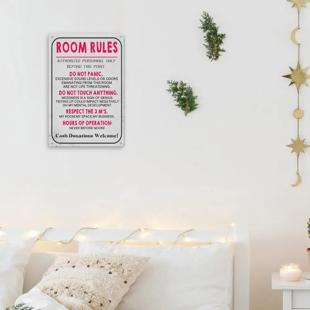 Room Rules Sign Teens Girls Boys Bedroom Gaming Dorm Aluminum Wall Door Decoration Rules Plate Birthday Gift